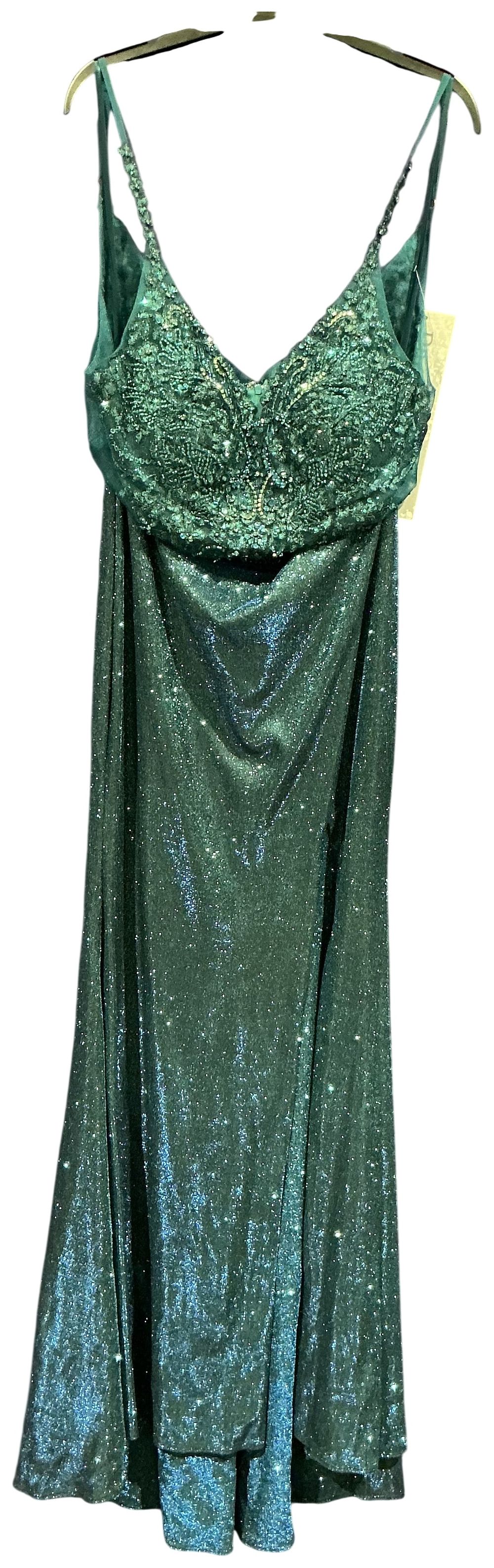 Lot 52: A Forest Green Embellished Evening Gown sparkly by Prom frocks Size 12