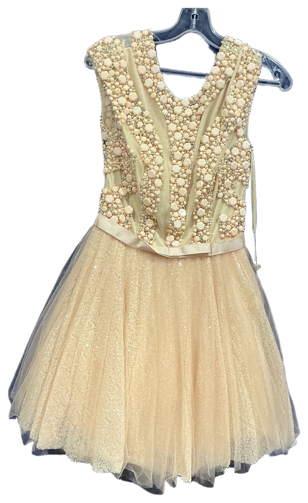 Lot 57: Forever Unique Peach Embellished Mini-Dress Size 6