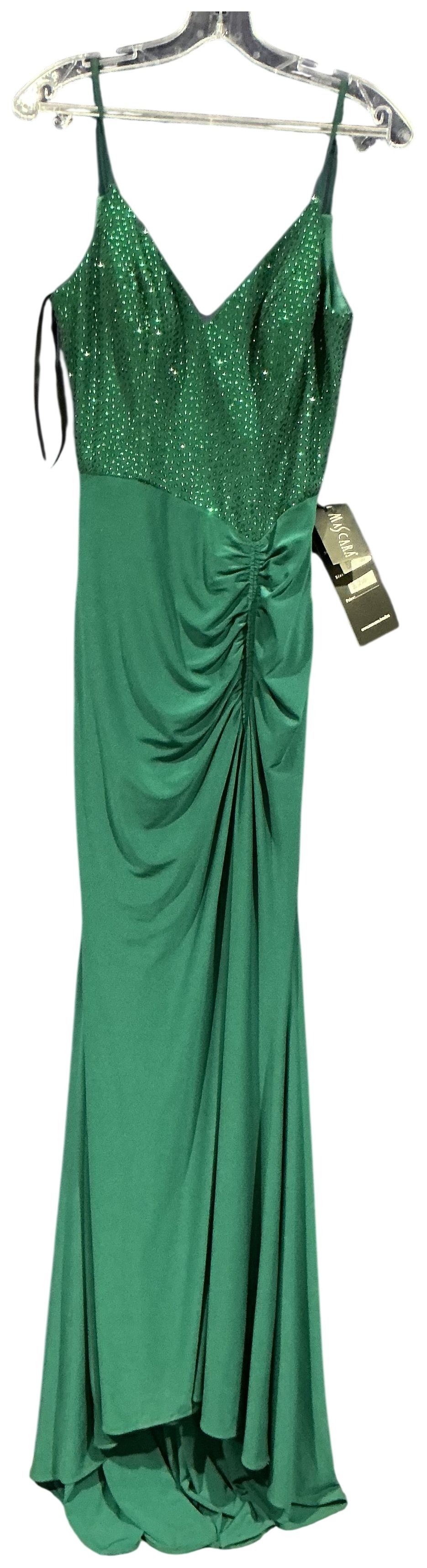 Lot 61: Mascara Emerald Green Sequin and Ruched Evening Gown Size 10