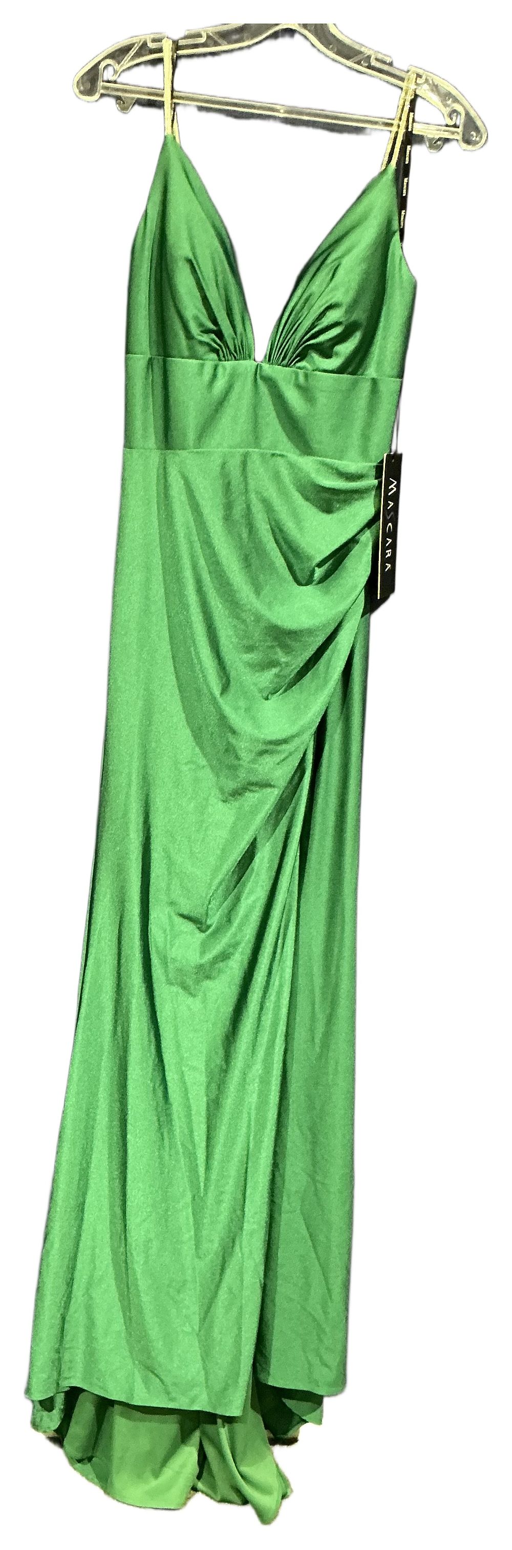 Lot 65: Mascara Emerald Green Ruched Floor-Length Evening Gown size 8
