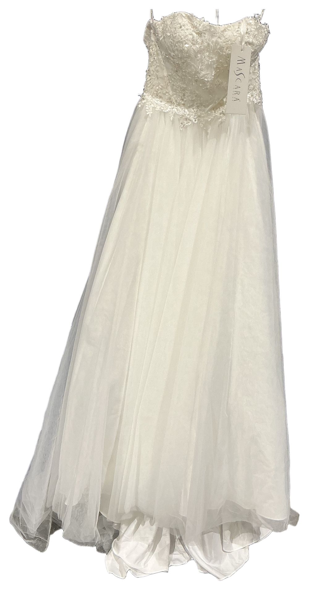 Lot 69: Mascara Strapless Tulle and Lace Gown Wedding Gown with Corset Back size 8