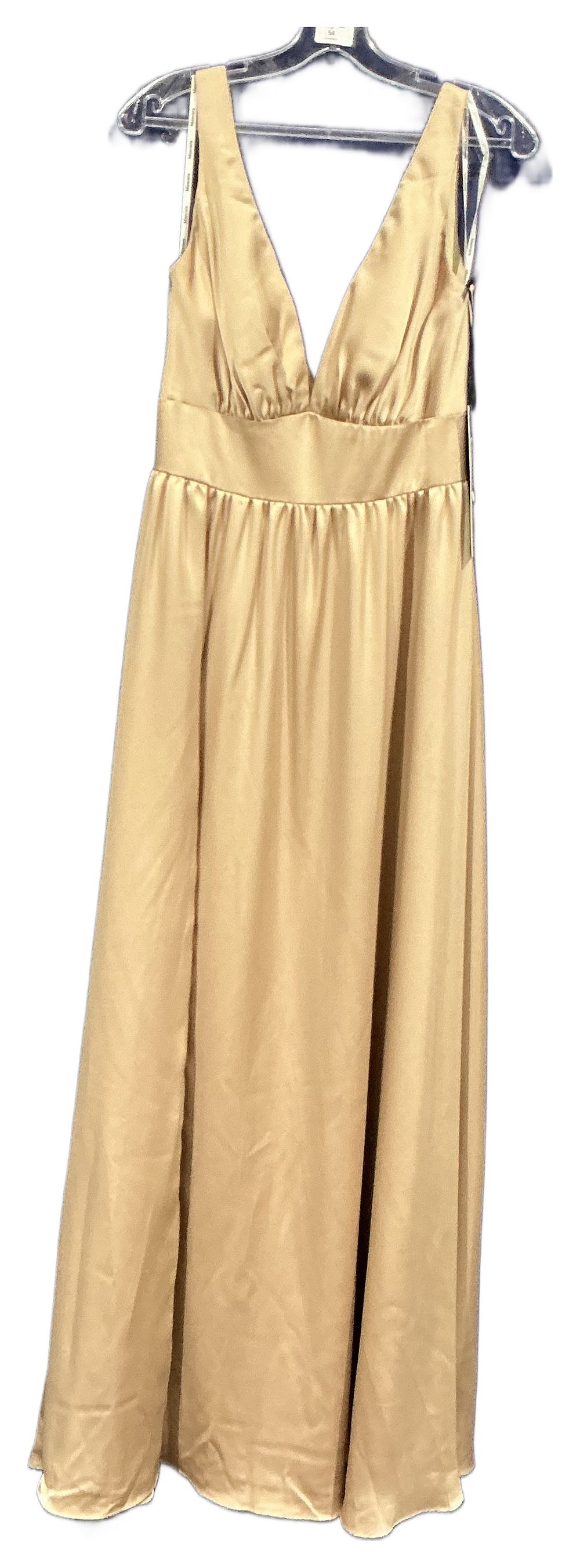 Lot 74: A mascara Champagne Satin Sleeveless V-Neck Evening Dress Size 8
