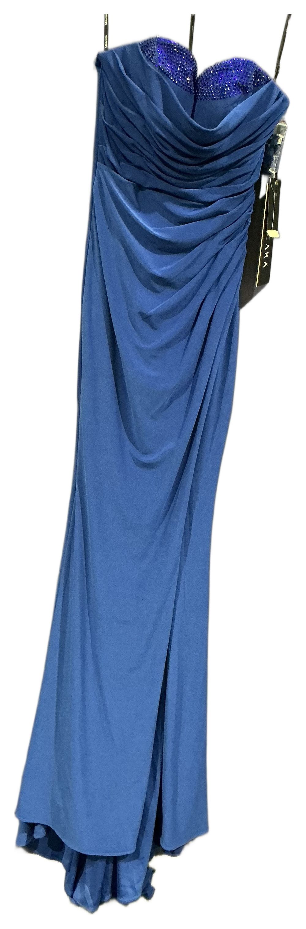 Lot 80: Macara Royal Blue Ruched Evening Gown Size 6
