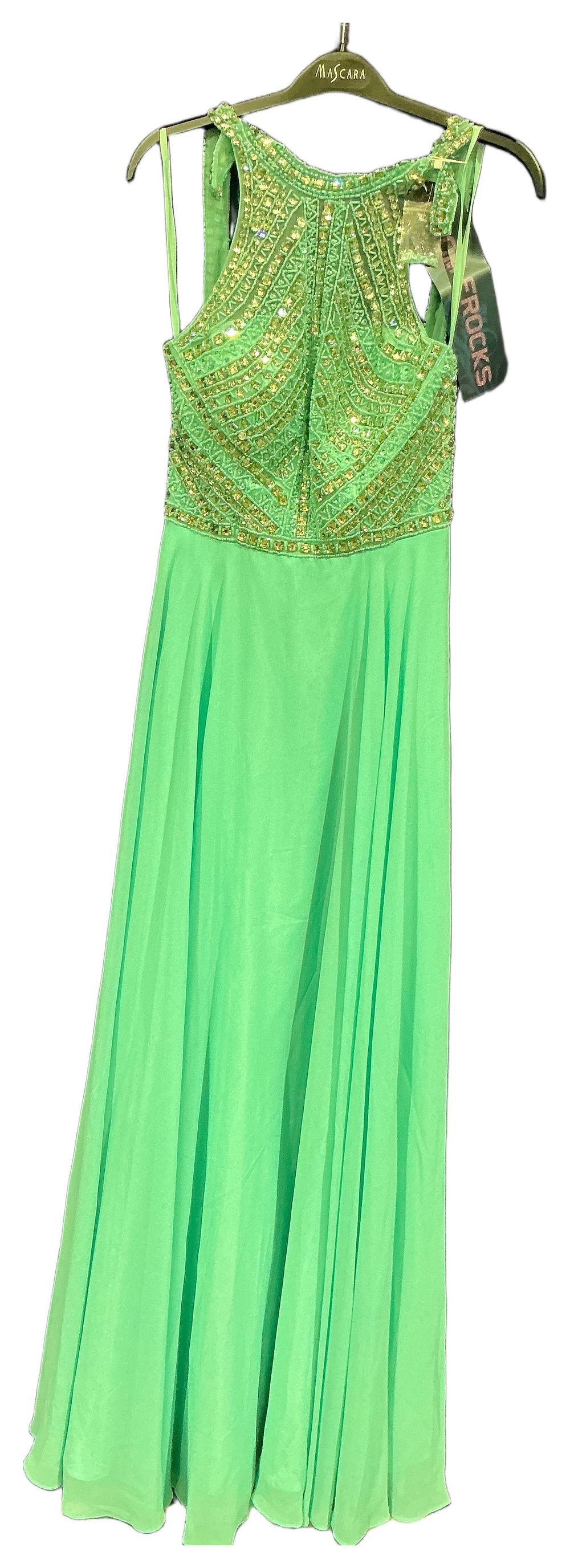 Lot 82: A Mascara Mint Green / blue Embellished Chiffon Prom Frocks Evening Gown size 8