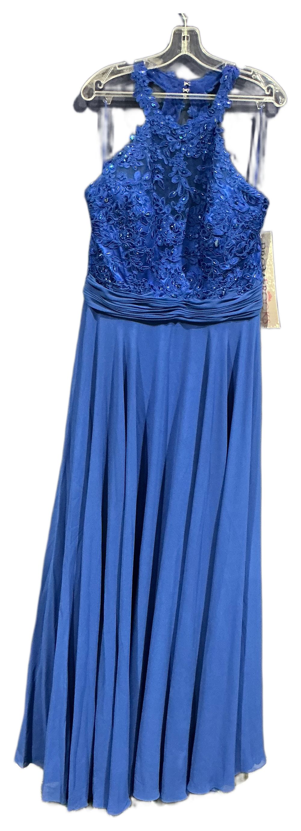 Lot 84: PromFrocks Royal Blue Embellished Halter Neck Evening Gown size 24