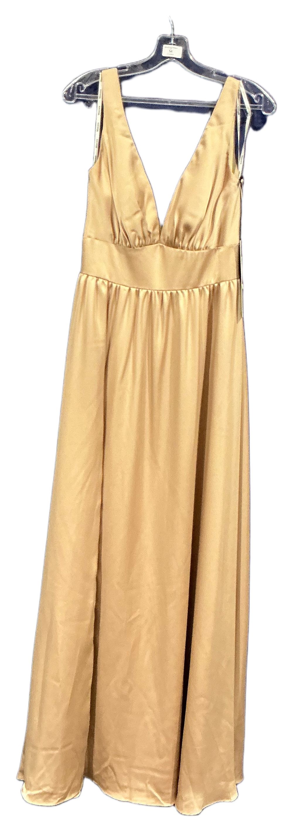 Lot 91: Mascara Full-Length Champagne Plunging V-Neck Sleeveless Evening Dress size4/6