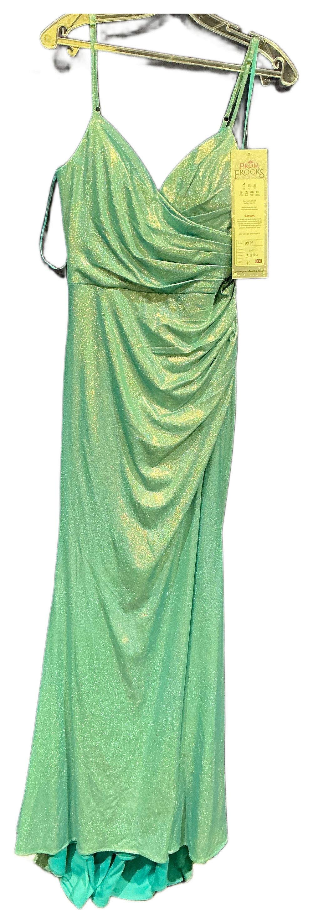 Lot 103: A Prom Frocks Teal Metallic Shimmer Evening Gown Size 10