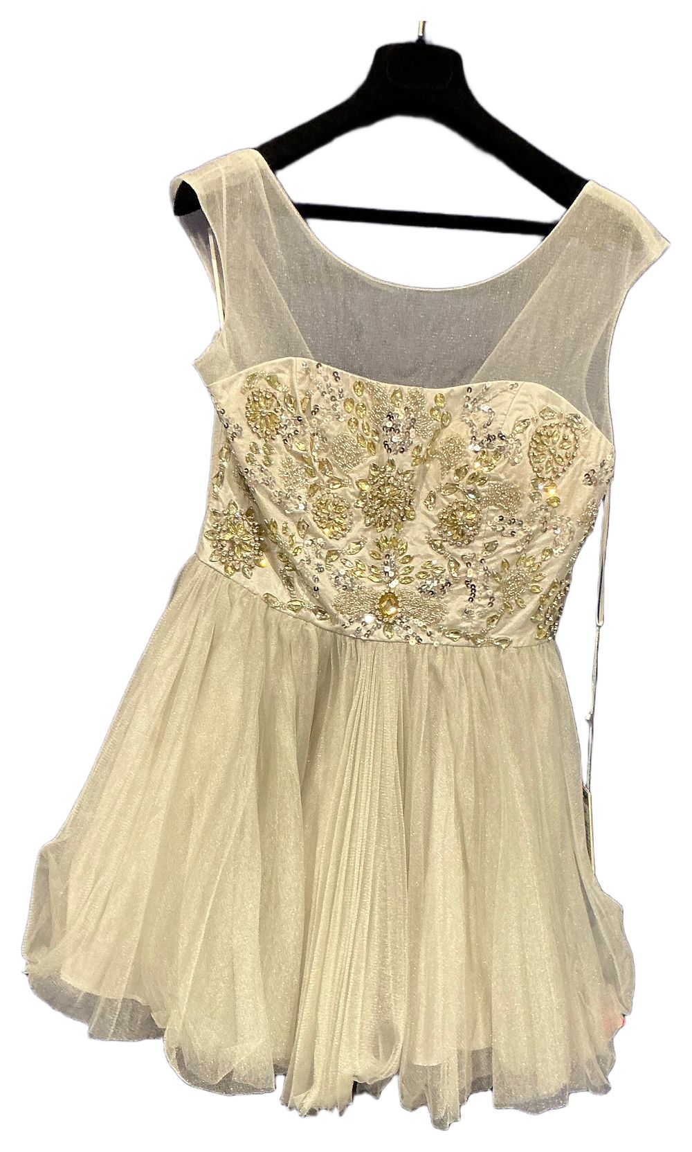 Lot 131: Forever Unique Sleeveless Short Formal Dress with Embellished Bodice and Tulle Skirt size 14