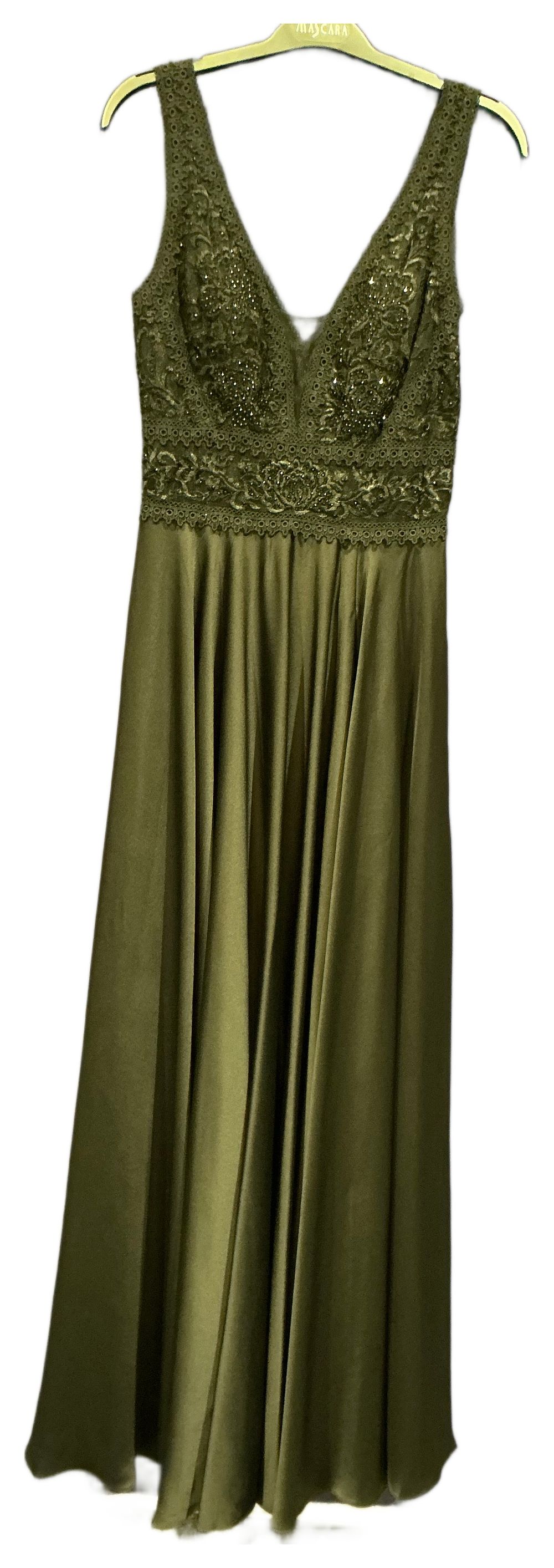 Lot 140: A Mascara Black Halter-Neck Satin and Lace Evening Gown Sie 10
