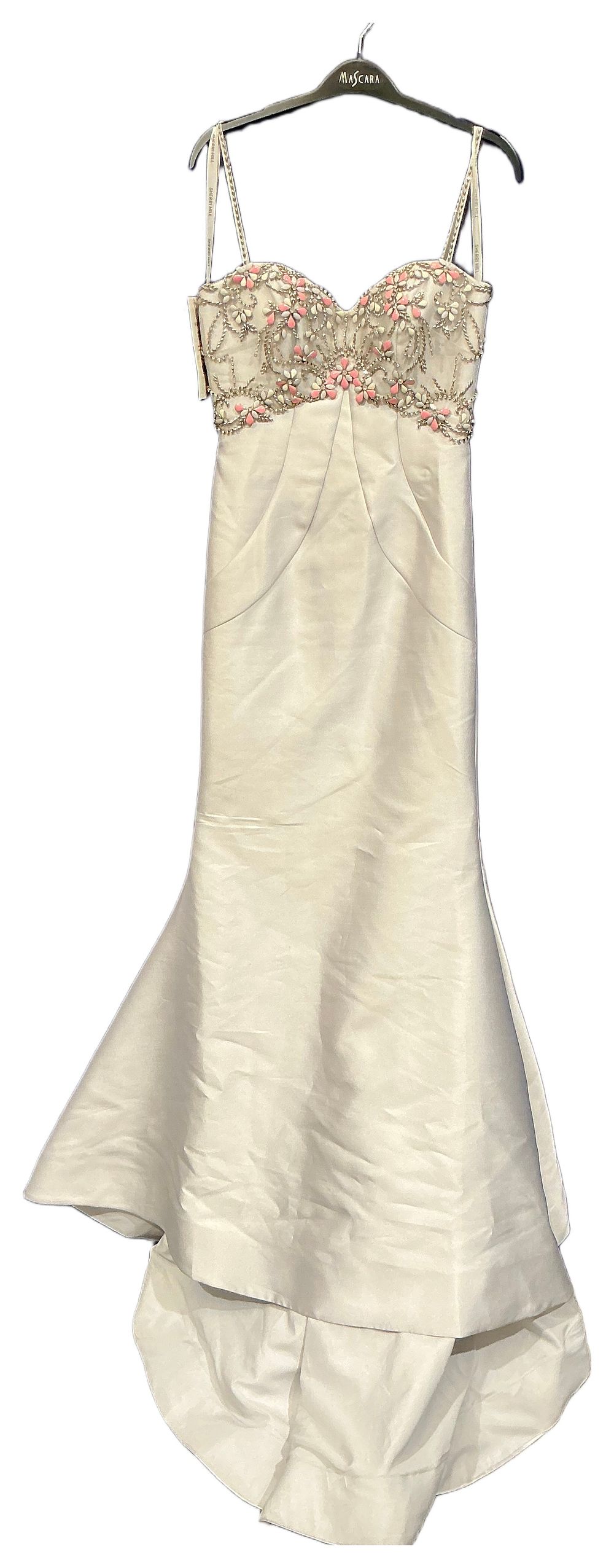 Lot 181: A Sherri Hill Embellished Ivory Satin Mermaid Gown size 6
