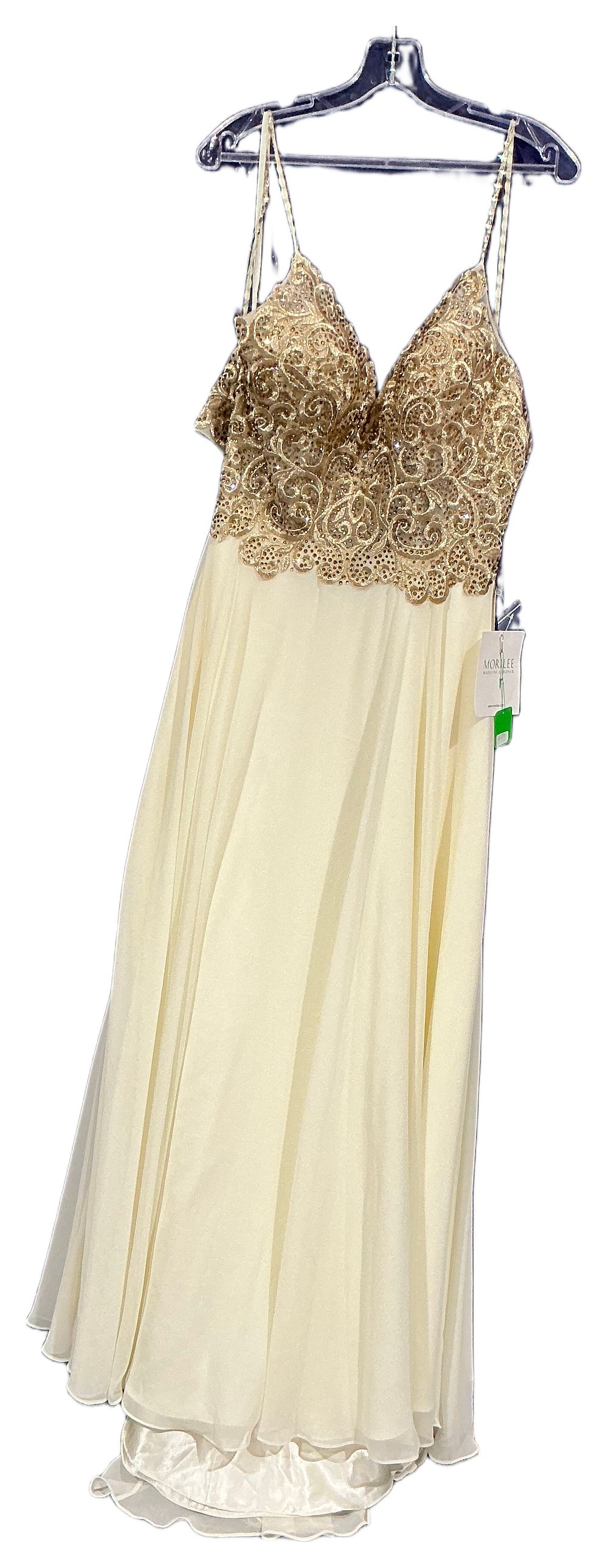 Lot 216: Morilee by Madeline Gardner Floor-Length Evening Gown with Metallic Lace Bodice size 12