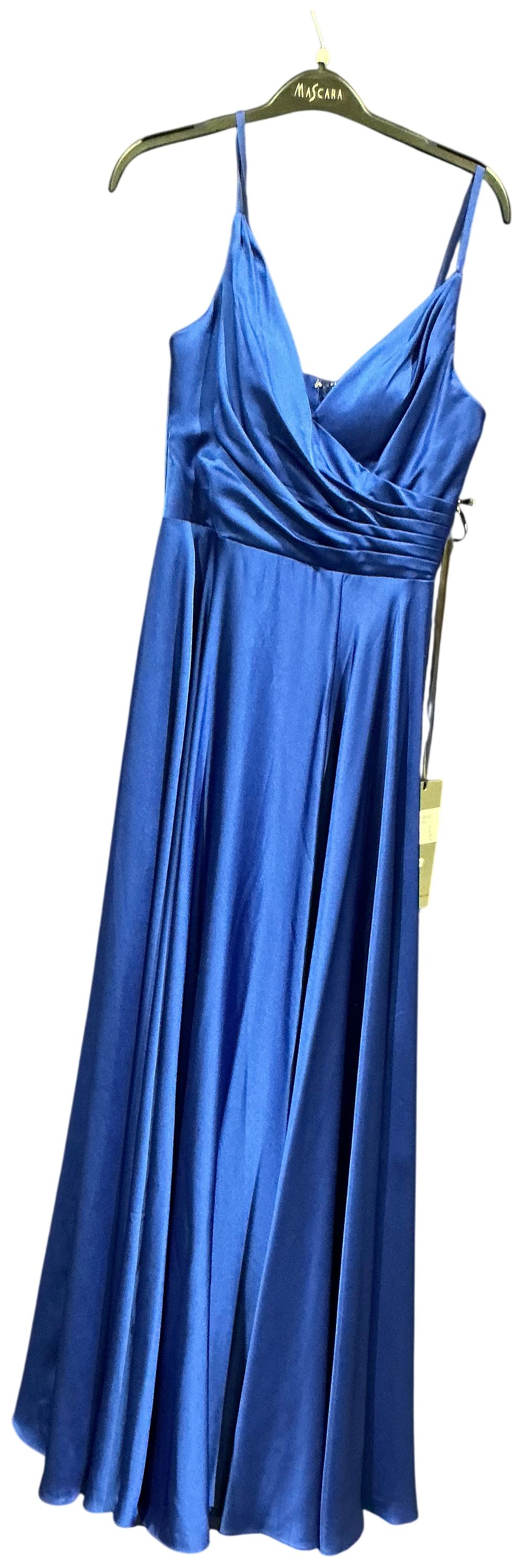 Lot 232: Mascara Cobalt Blue Satin Full Length Evening Gown size 8