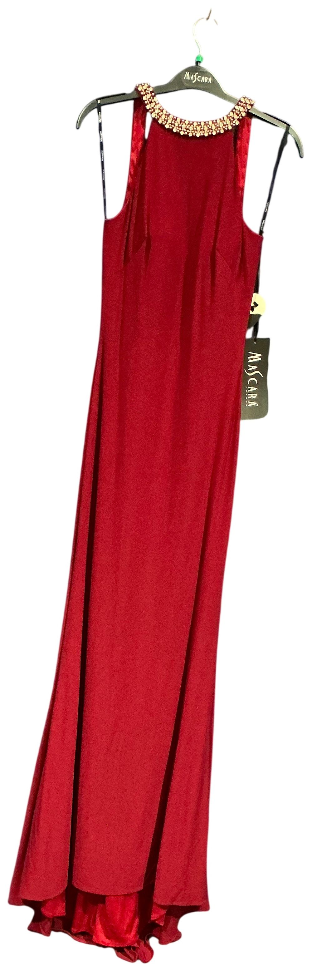 Lot 234: Mascara Red Embellished Open Back Evening Gown size 8