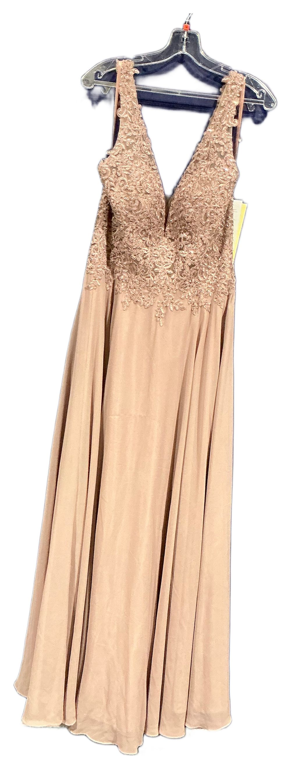 Lot 240: A Manon Floor Length Sleeveless Evening Gown in Lilac Chiffon with Lace Applique size 14