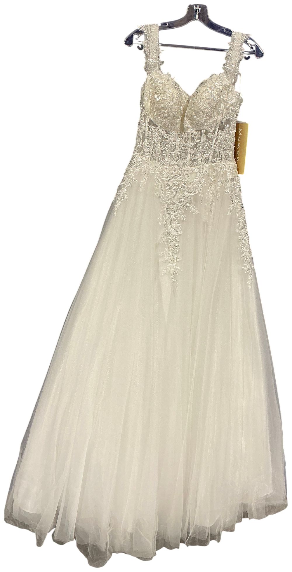 Lot 245: Manon Ivory Lace and Tulle A-Line Bridal Gown size 6