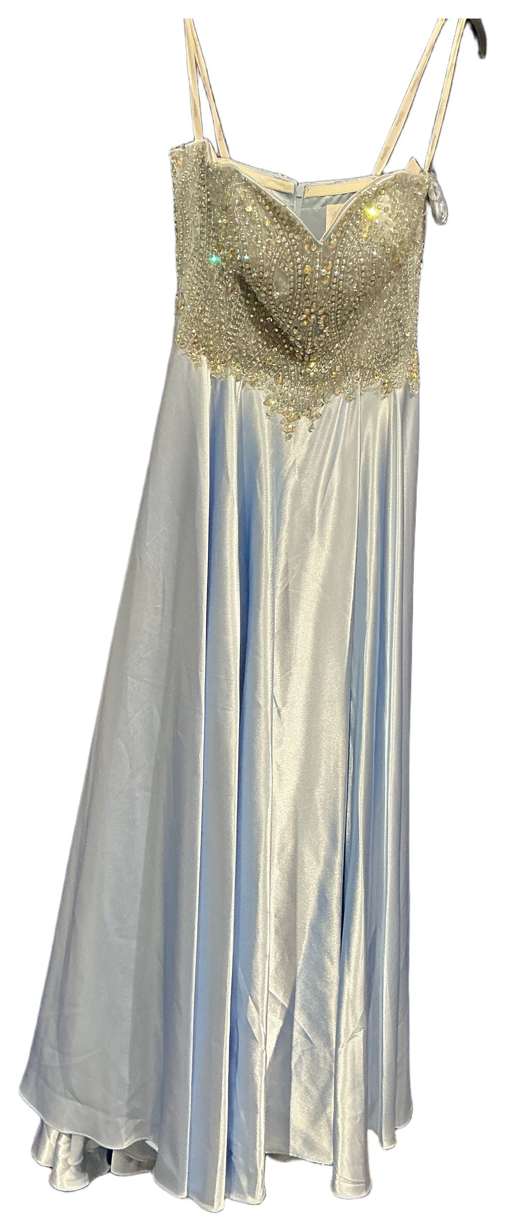 Lot 247: Tiffany Pale Blue Embellished Satin Full Length Evening Gown size 6