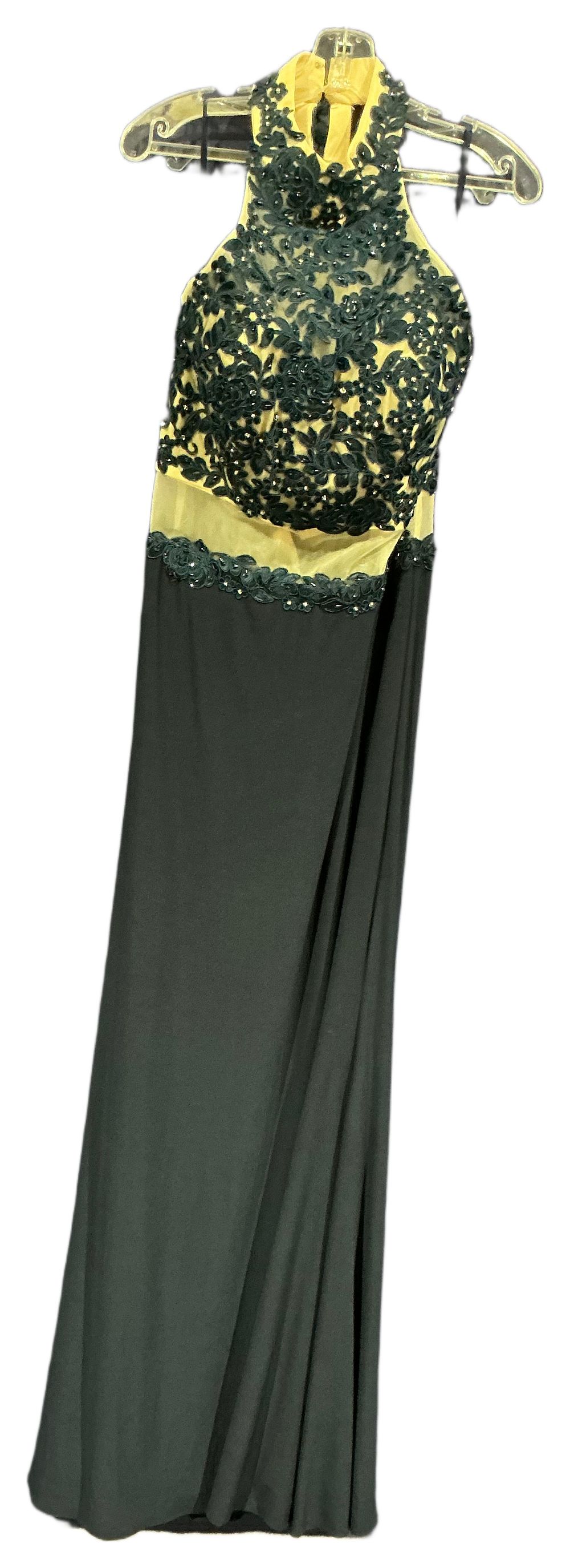 Lot 251: New Not Worn – Prom Frocks Blue and Nude Illusion Halterneck Evening Gown Size 14 RRP £200