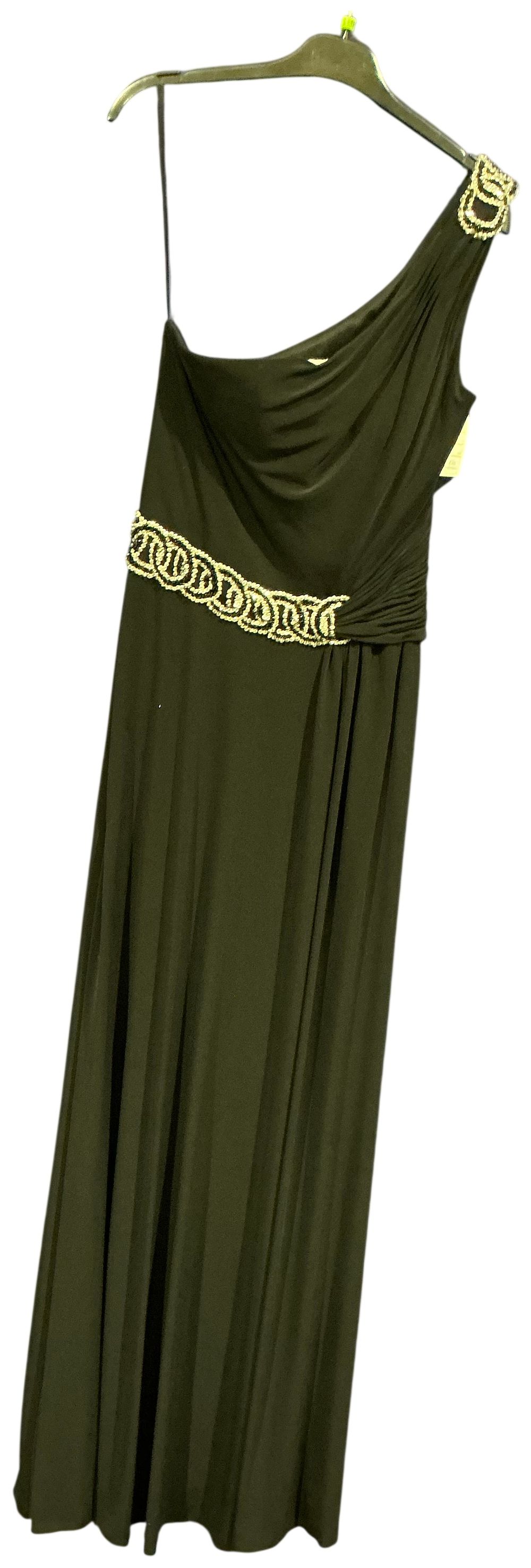 Lot 252: Prom frocks One-Shoulder Full-Length Evening Dress with Beaded Embellishments Black size 12