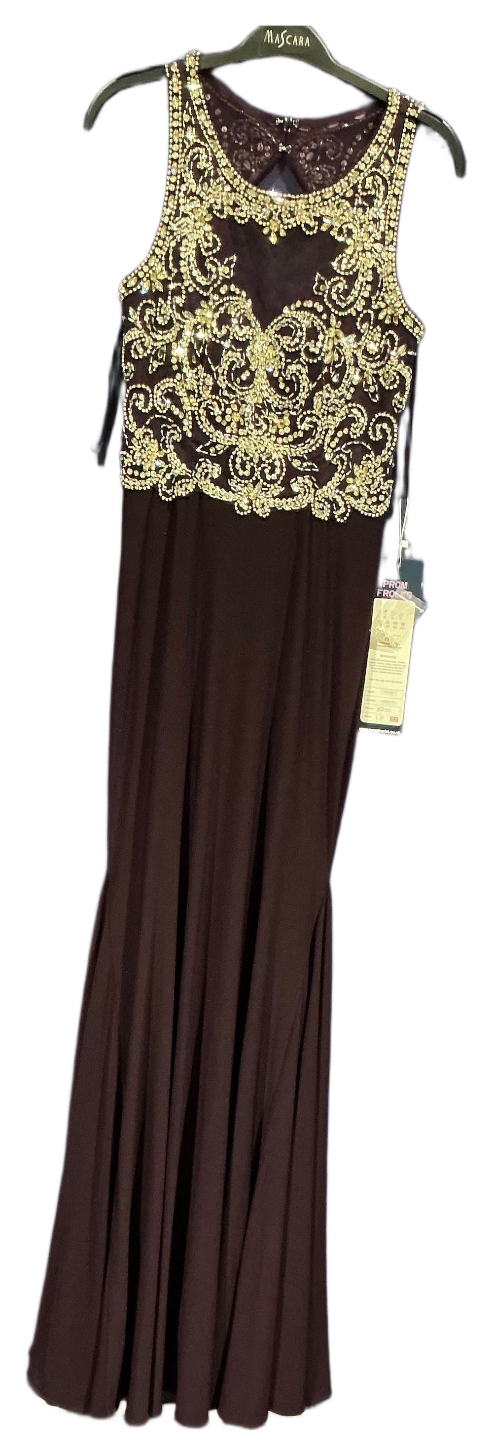 Lot 254: New Not Worn – Prom Frocks Sleeveless Embellished Keyhole Neck Evening Gown in Plum Size 10 RRP £250