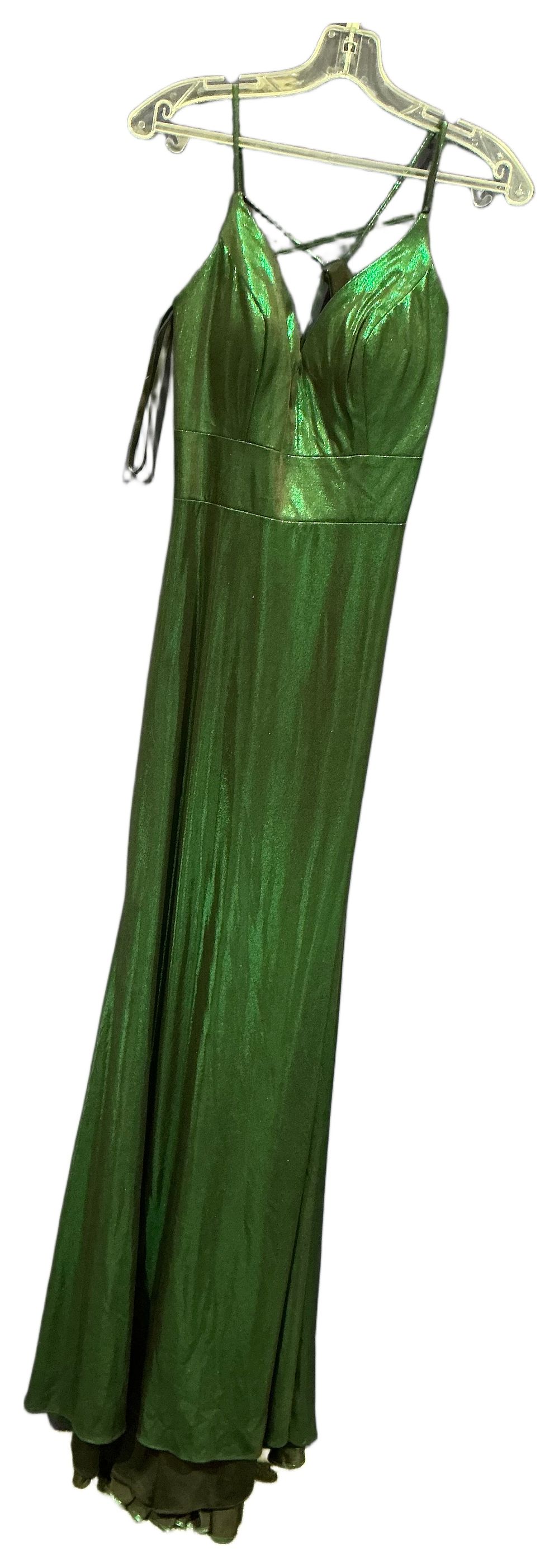 Lot 259: New Not Worn – Prom Frocks Iridescent Emerald Green Metallic Evening Gown Size 8 RRP £280