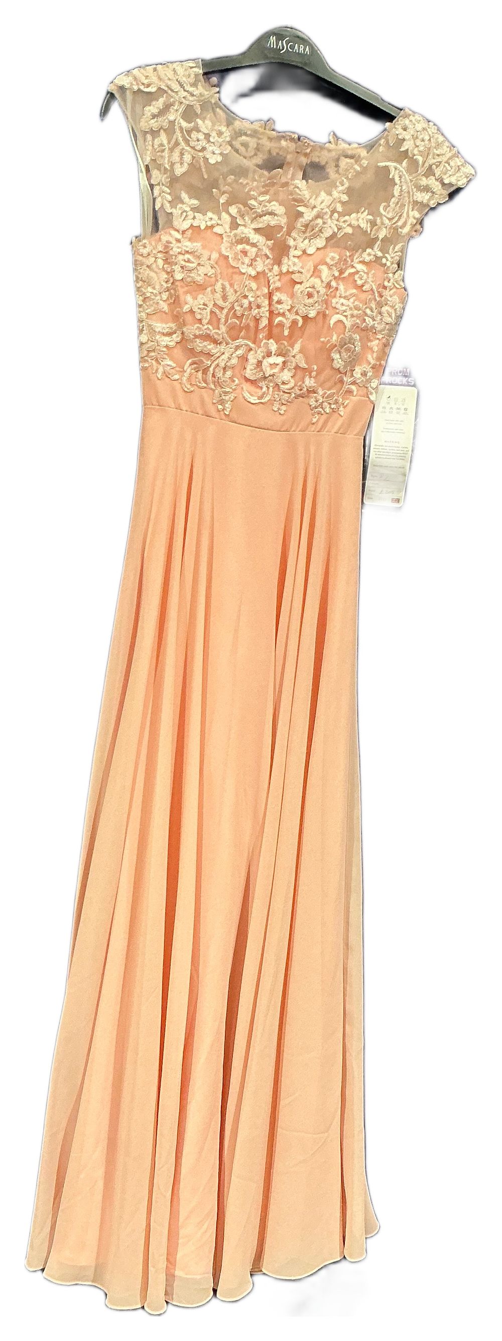 Lot 264: New Not Worn – Prom Frocks Peach Sleeveless Chiffon Maxi Dress Size 12 RRP £205