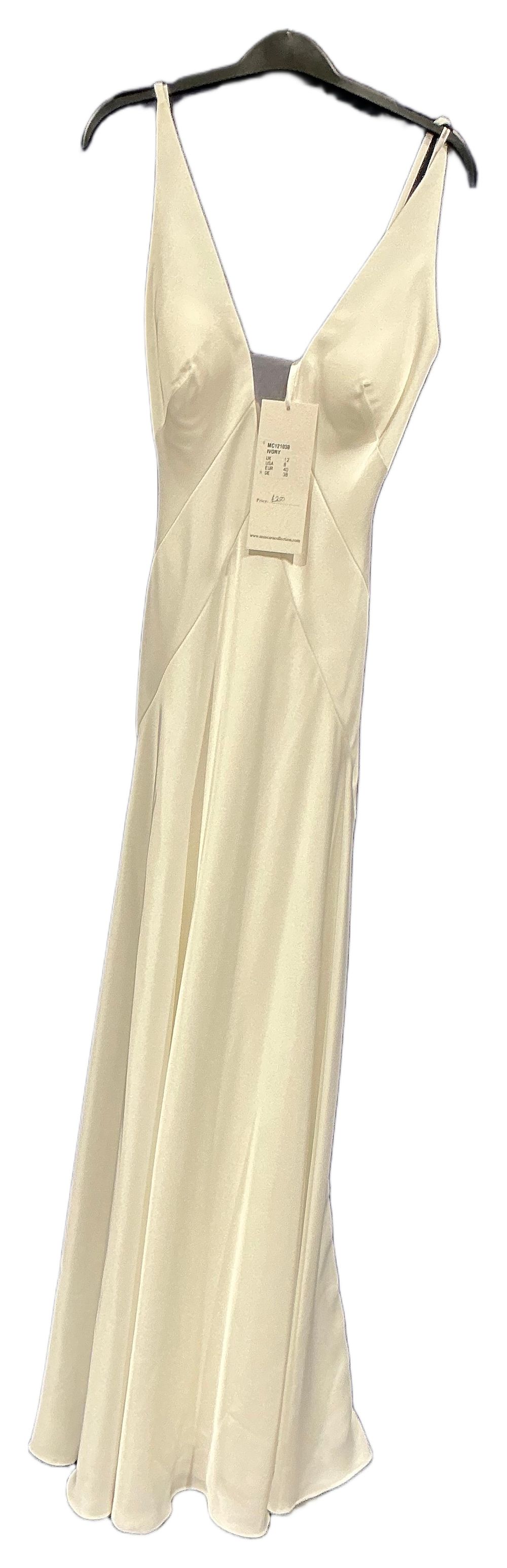 Lot 273: New Not Worn – Mascara Ivory V-Neck Wedding Dress Size UK 10 RRP £250
