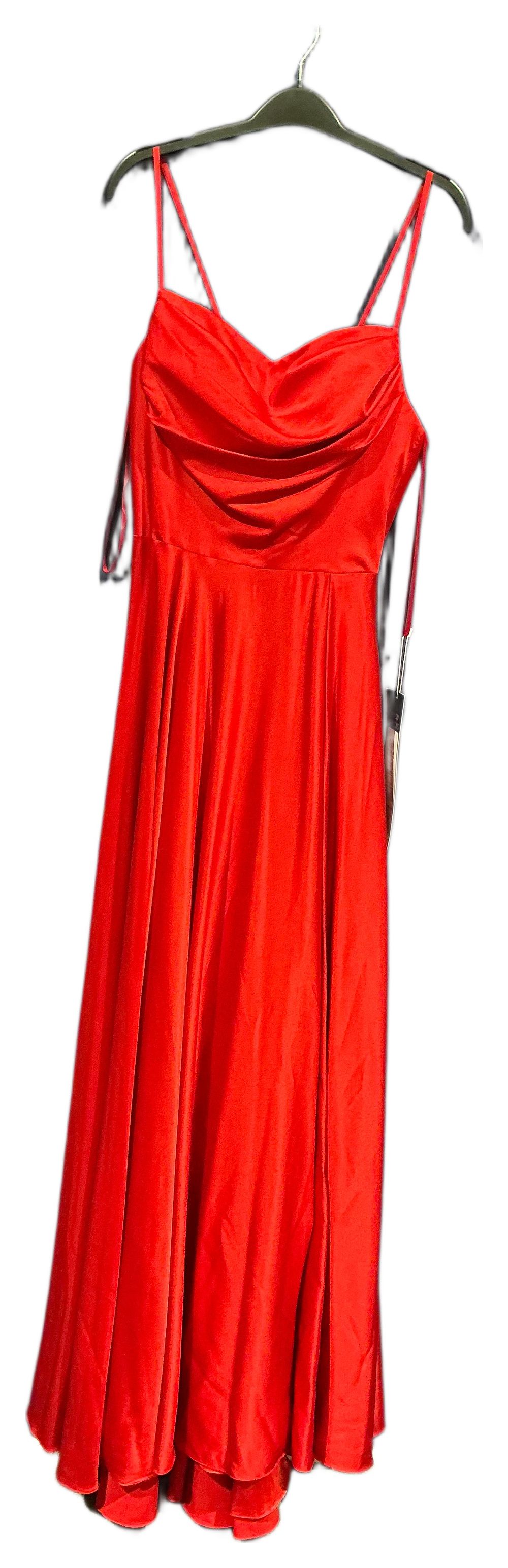 Lot 276: New Not Worn – Prom Frocks Red Cowl Neck Sleeveless Gown UK 8 RRP £290