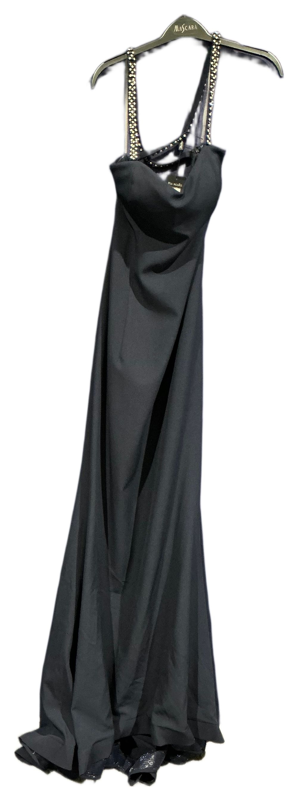 Lot 278: New Not Worn – Pia Michi London Midnight Blue Evening Gown with Diamante Straps Size 14 RRP £320