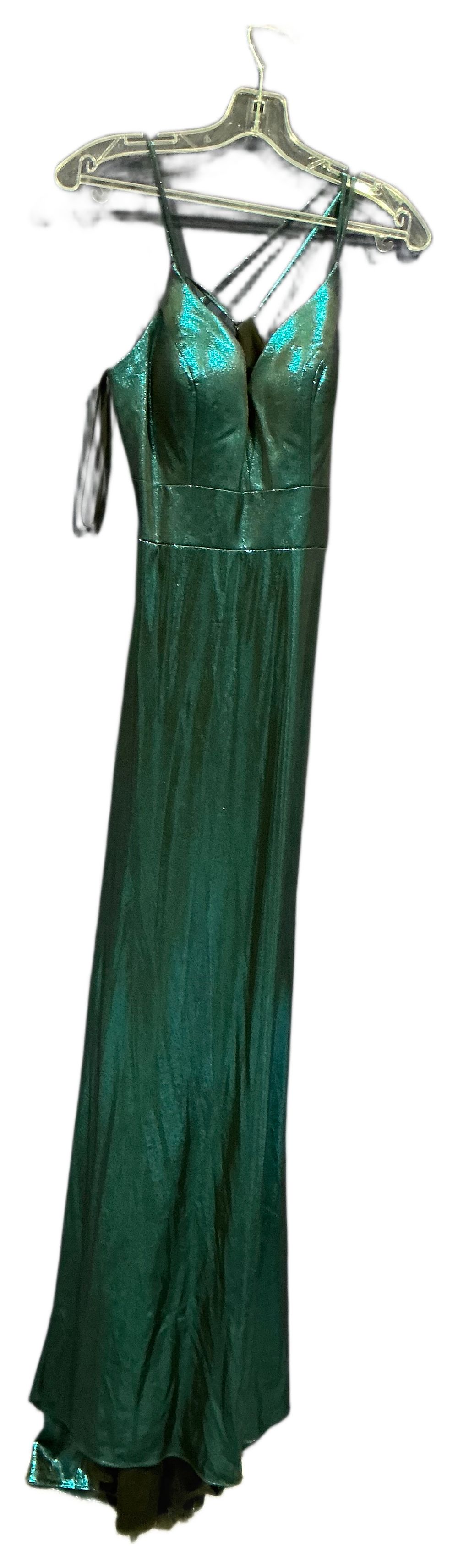 Lot 282: New Not Worn – Prom Frocks Metallic Teal Blue Backless Evening Gown Size 8 RRP £280