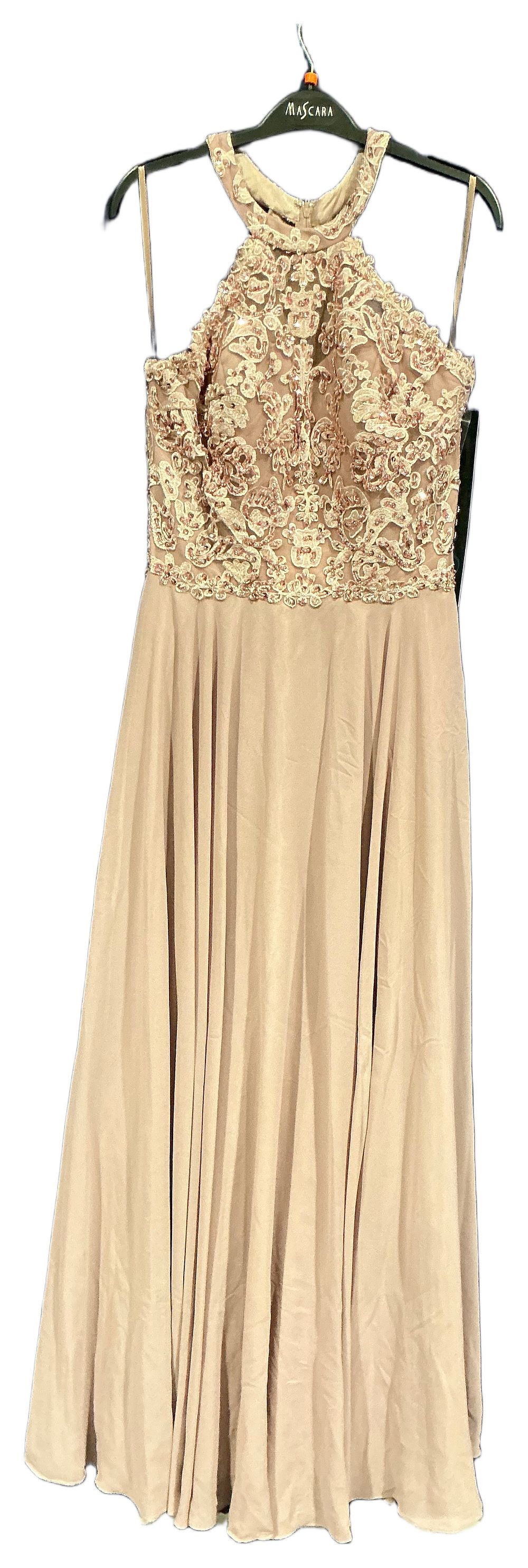 Lot 283: New Not Worn – Prom Frocks Blush Pink Lace and Sequin Embellished Full Length Gown Size 10 RRP £300