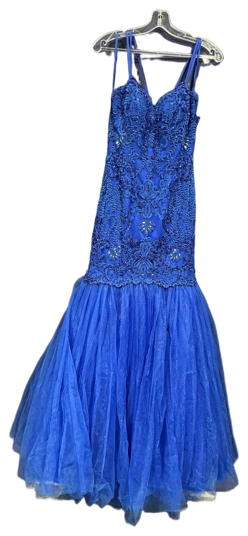Lot 284: New Not Worn – Prom Frocks Cobalt Blue Embellished Mini Dress with Tulle Skirt Size 8 RRP £325