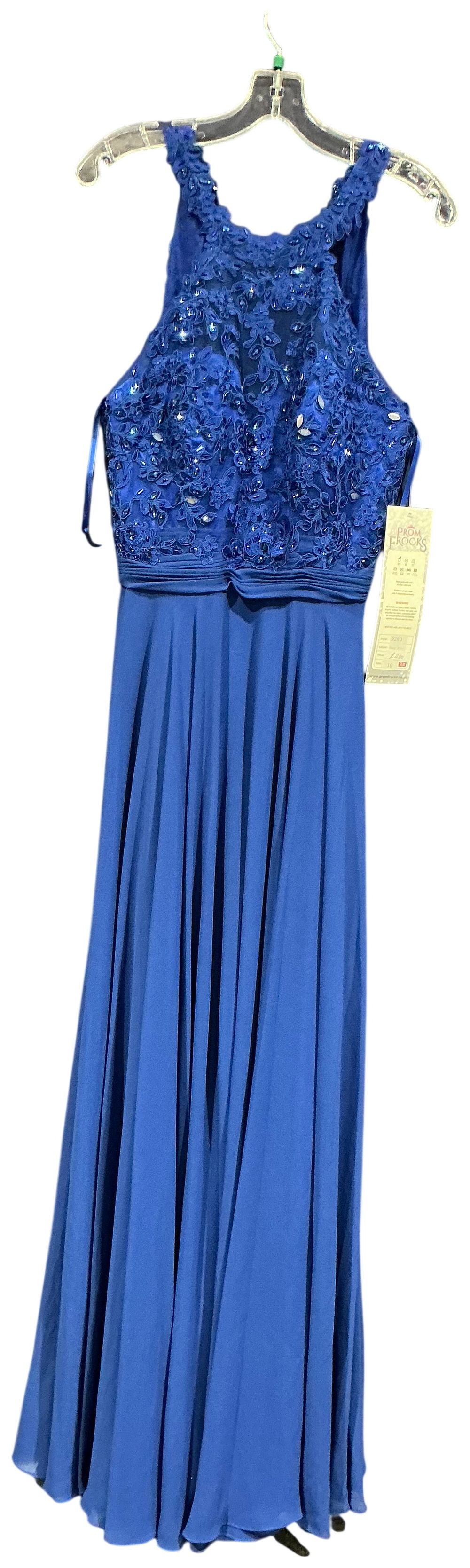 Lot 291: New Not Worn – Prom Frocks Royal Blue Embellished Halter Neck Evening Gown Size 10 RRP £280