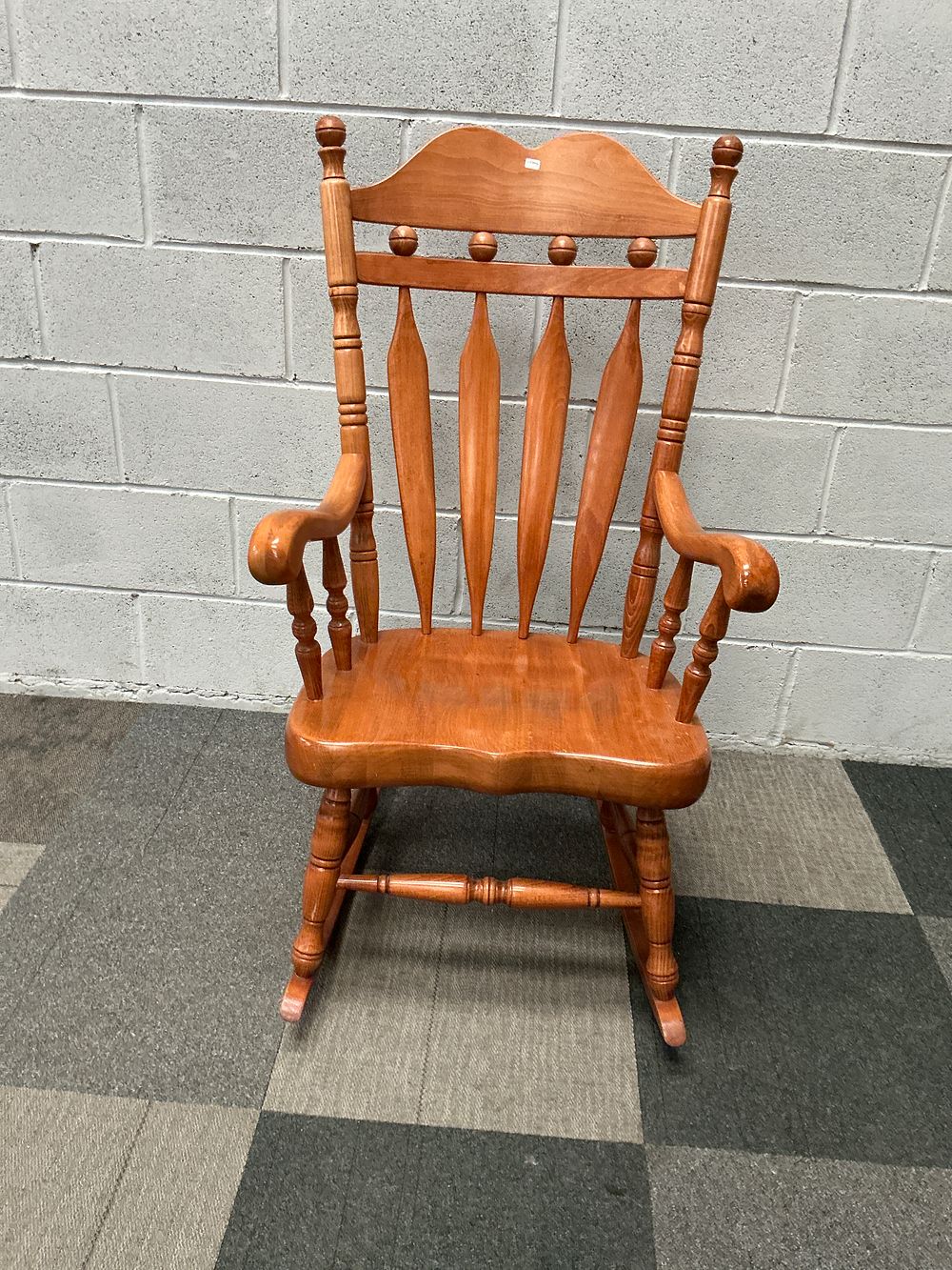 Lot 44: Late 20th Century Colonial Revival Hardwood Rocking Chair