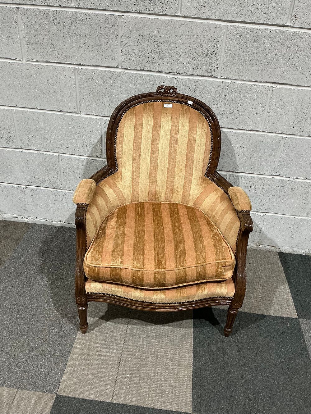 Lot 31: A Louis XV Style Carved Wood Bergère Armchair