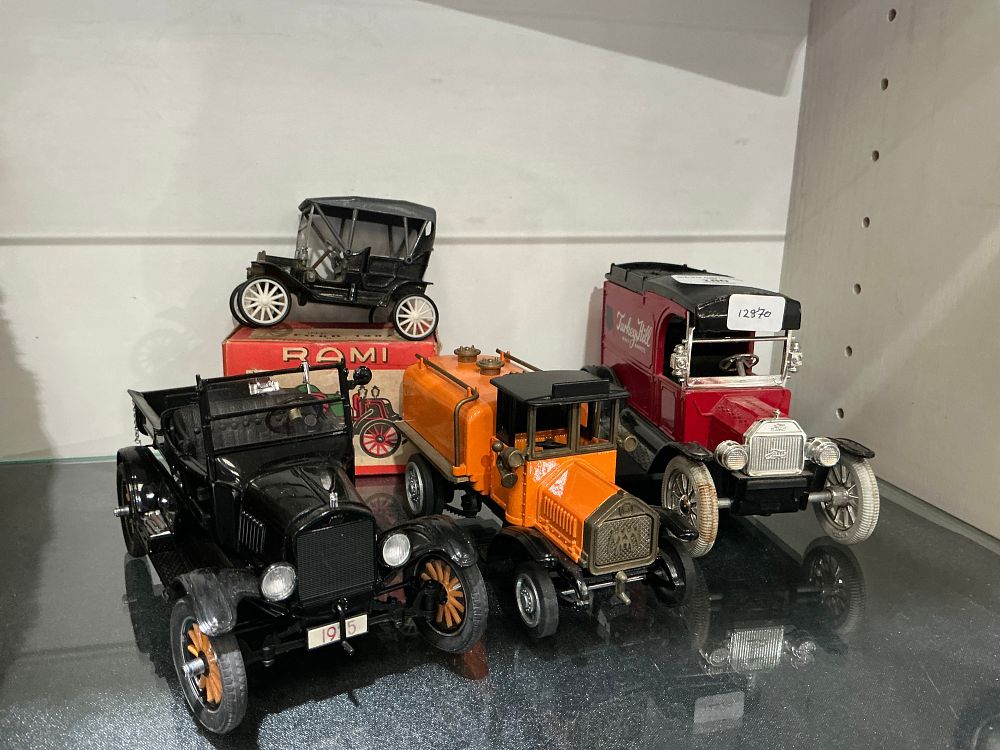 Lot 204: An Assortment of Vintage Die-Cast and Plastic Model Vehicles Including RAMI and Ford Examples