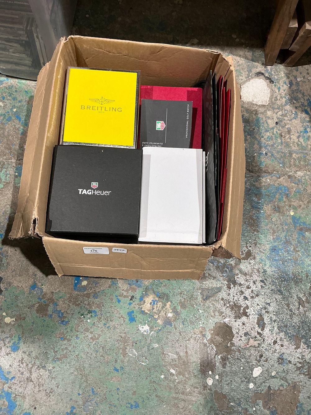 Lot 220: A Collection of Breitling and TAG Heuer Luxury Watch REPLICA Presentation Boxes and Documentation