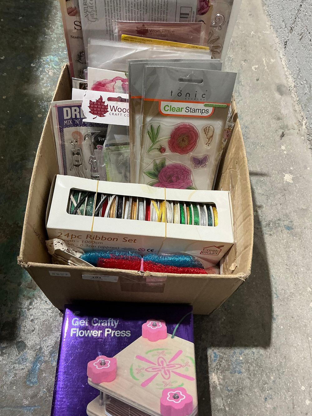 Lot 248: An Assortment of Craft Supplies and Kits including Tonic Studios and Woodware Clear Stamps