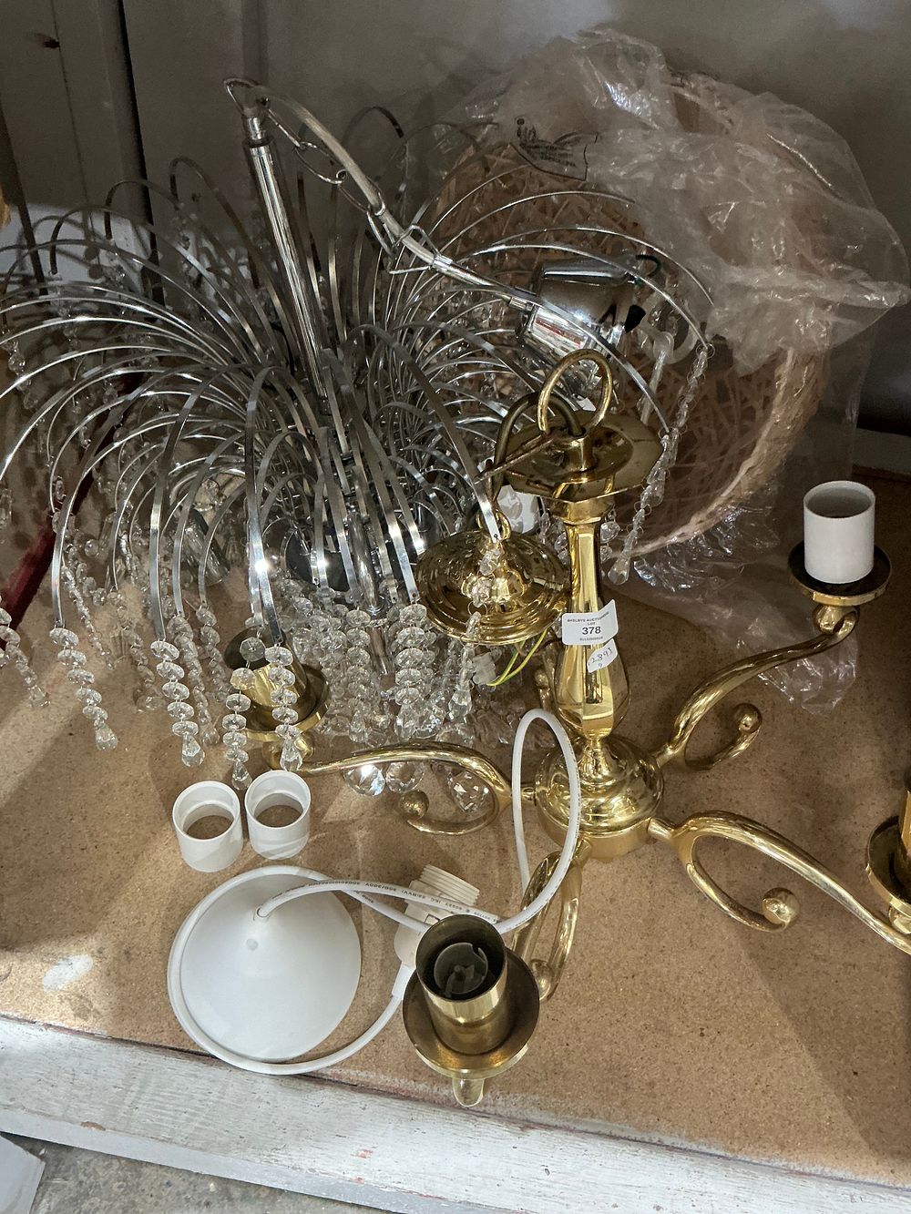 Lot 282: An Assortment of Contemporary and Traditional Style Chandeliers and Lighting Components
