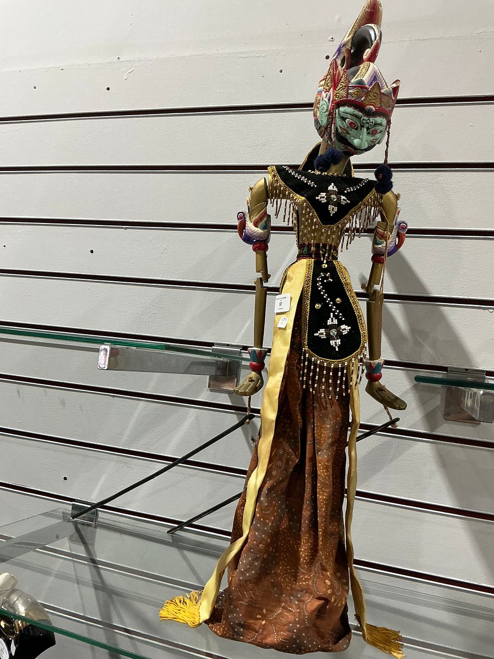Lot 296: Indonesian Wayang Golek Carved Wooden Rod Puppet