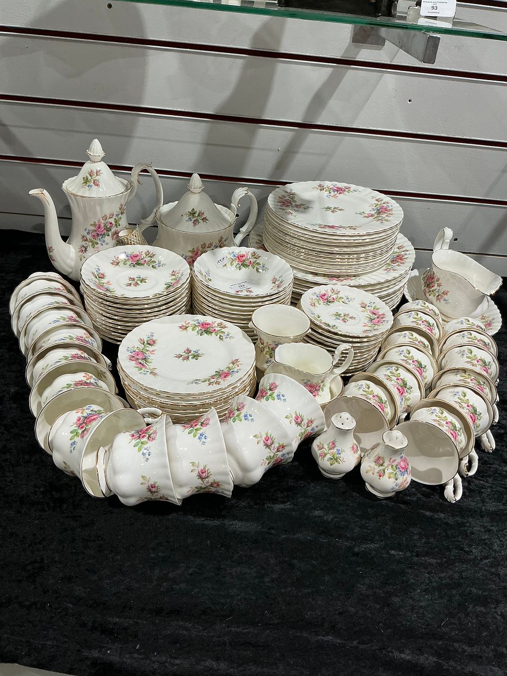 Lot 329: A Collection of Royal Albert Moss Rose Pattern Fine Bone China Tea and Dinner Wares