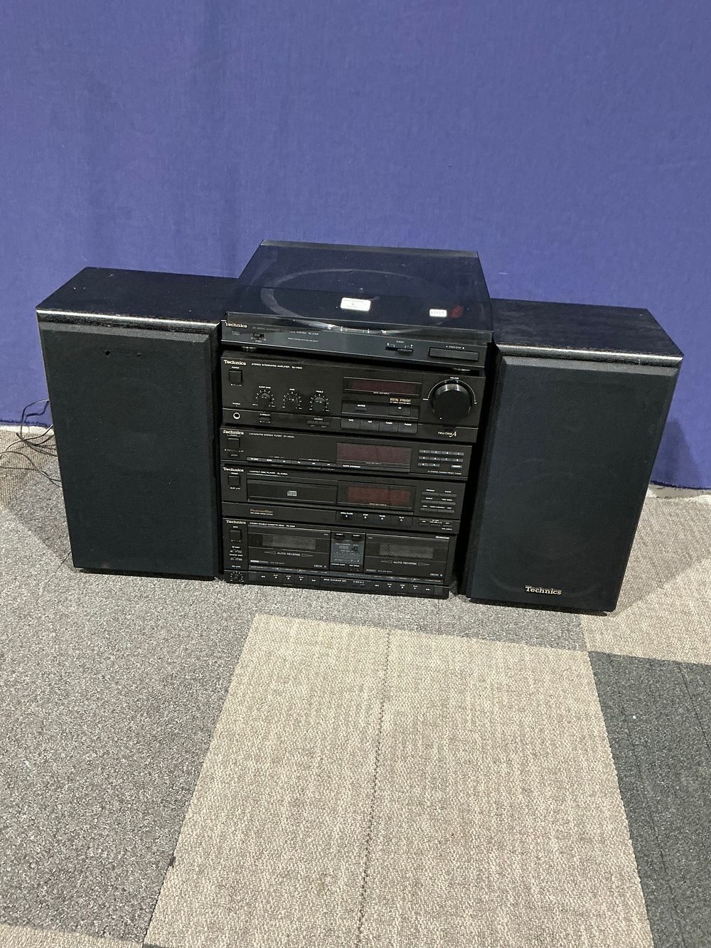 Lot 9: Technics Hi-Fi Component Stacking System with Turntable, Tuner, Amplifier, and Speakers