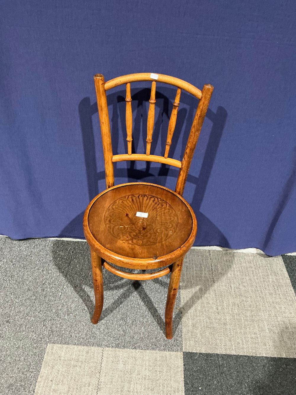 Lot 26: Antique Stained Wood Bentwood Side Chair with Impressed Seat Design