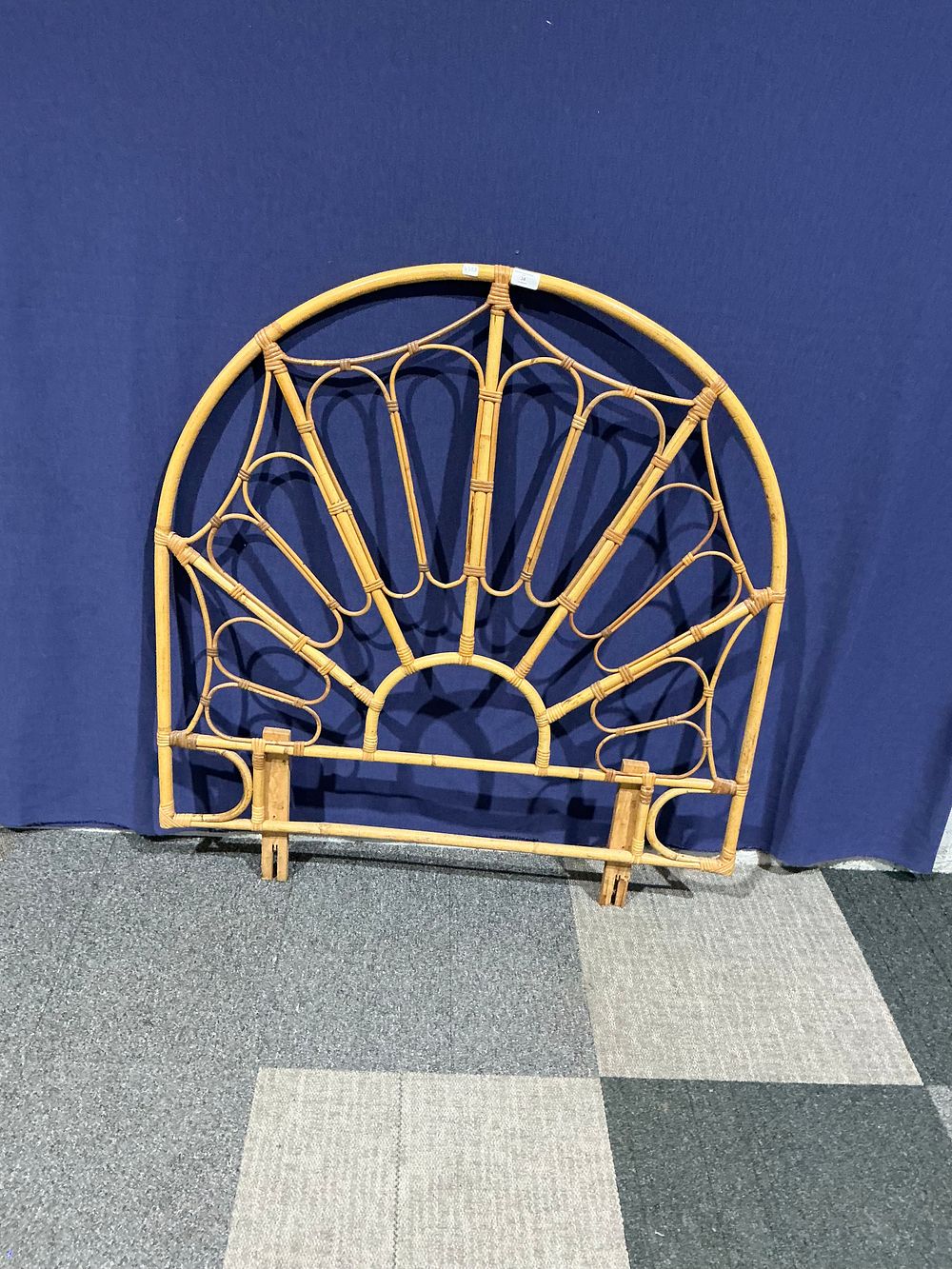 Lot 34: Mid-Century Style Bamboo and Rattan Single Bed Headboard