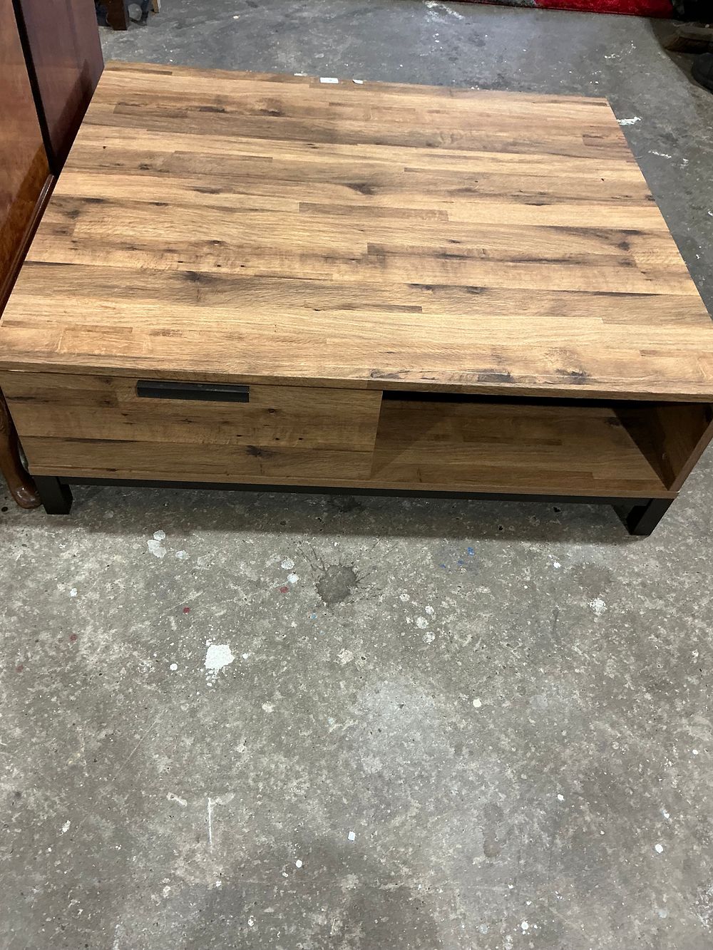 Lot 58: Contemporary Industrial Style Oak Effect Coffee Table with Storage