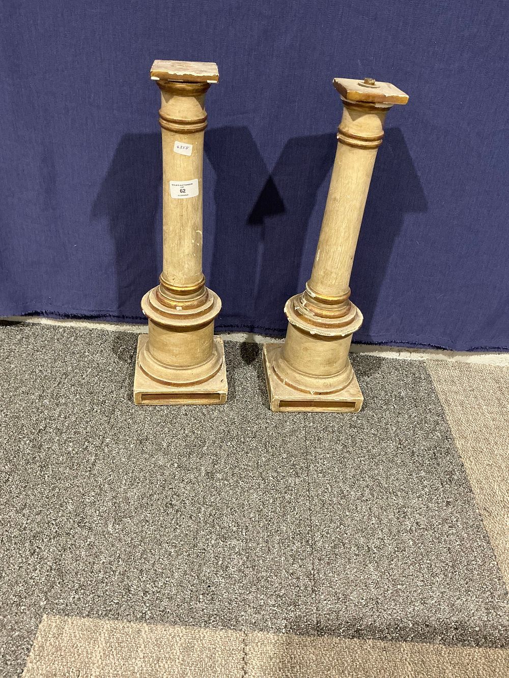 Lot 62: A Pair of Neoclassical Painted and Gilt Wood Architectural Columns