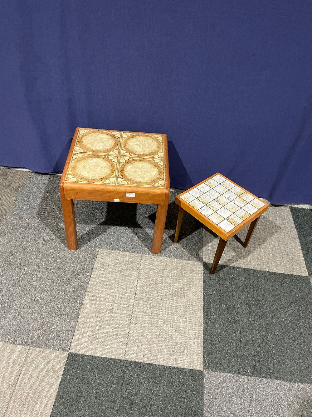 Lot 64: Mid-Century Modern Teak and Tile-Top Nest of Two Tables