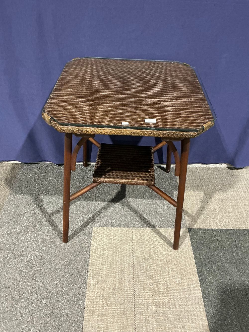 Lot 70: Vintage Woven Wicker and Bentwood Bistro Table with Fitted Glass Top