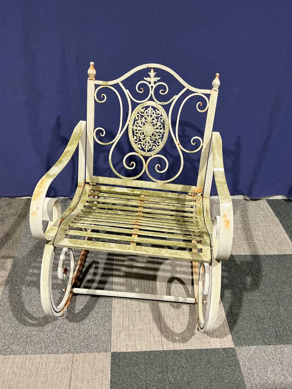 Lot 72: Painted Wrought Iron Garden Rocking Armchair