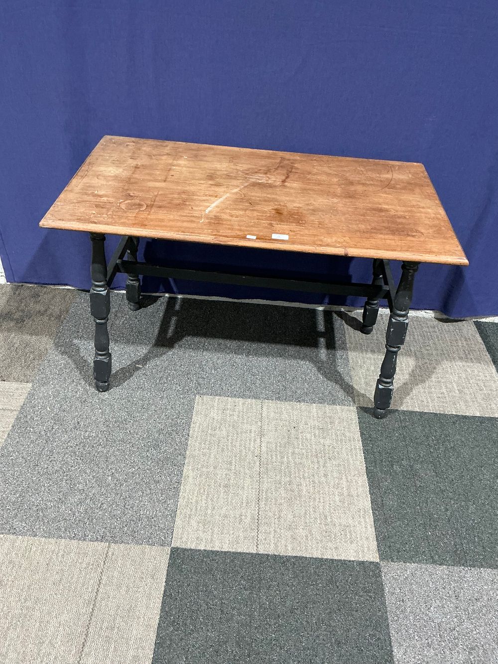 Lot 75: Country Style Turned Leg Side Table with Pine Top
