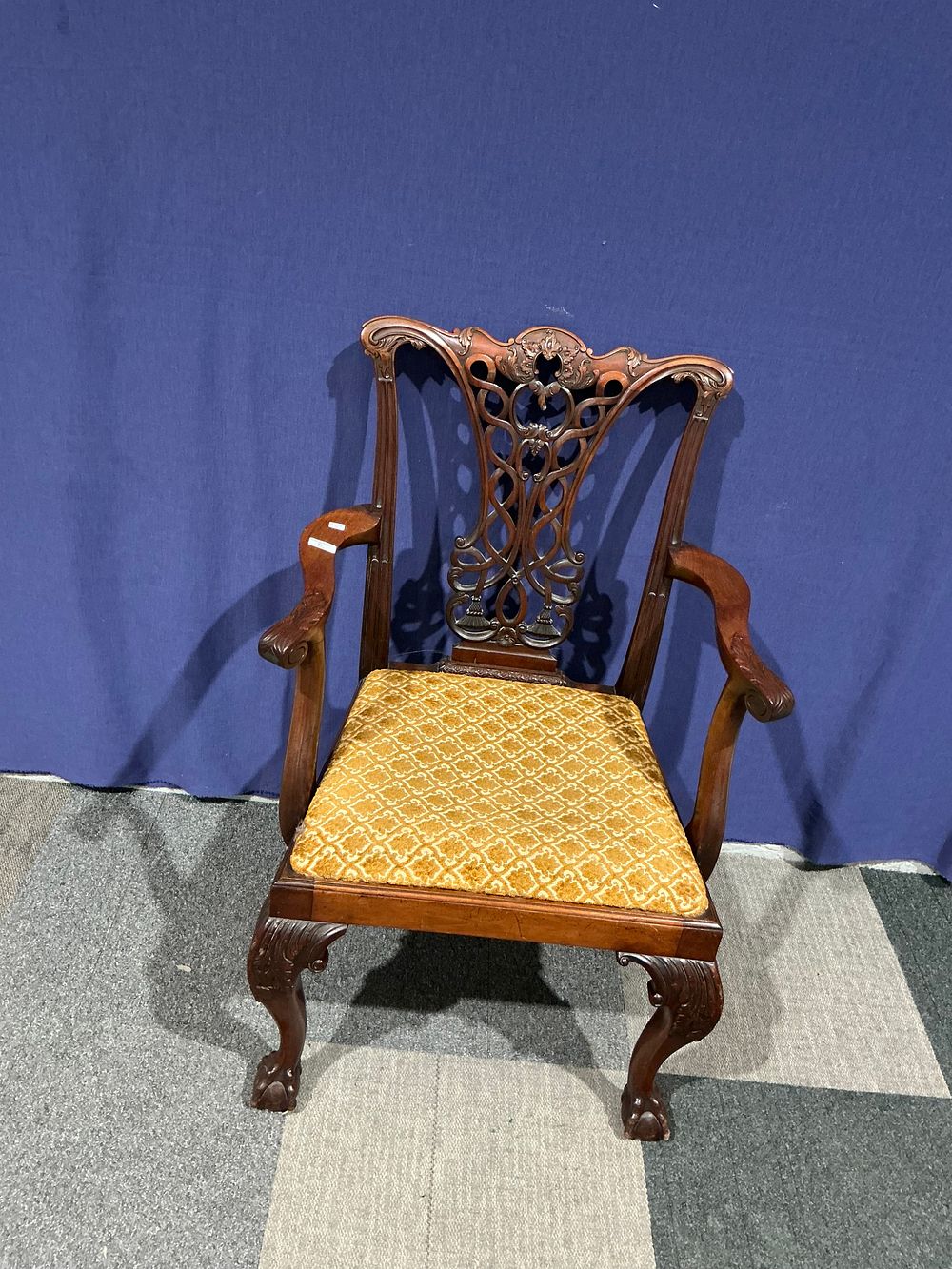 Lot 76: Chippendale Revival Carved Mahogany Drawing Room Armchair
